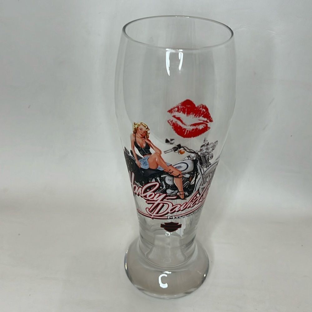 Harley Davidson Motorcycles 24 Ounce Glass Red Lips Beer Warer Drinking